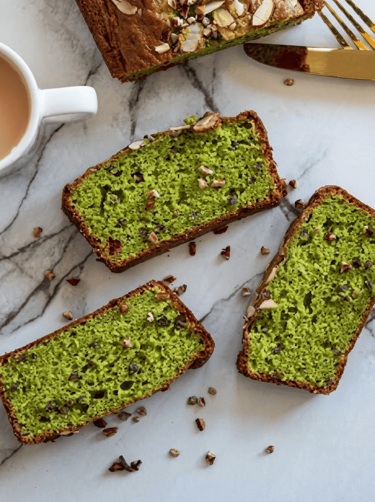 matcha cake slices showing application of matcha powder in bakery products