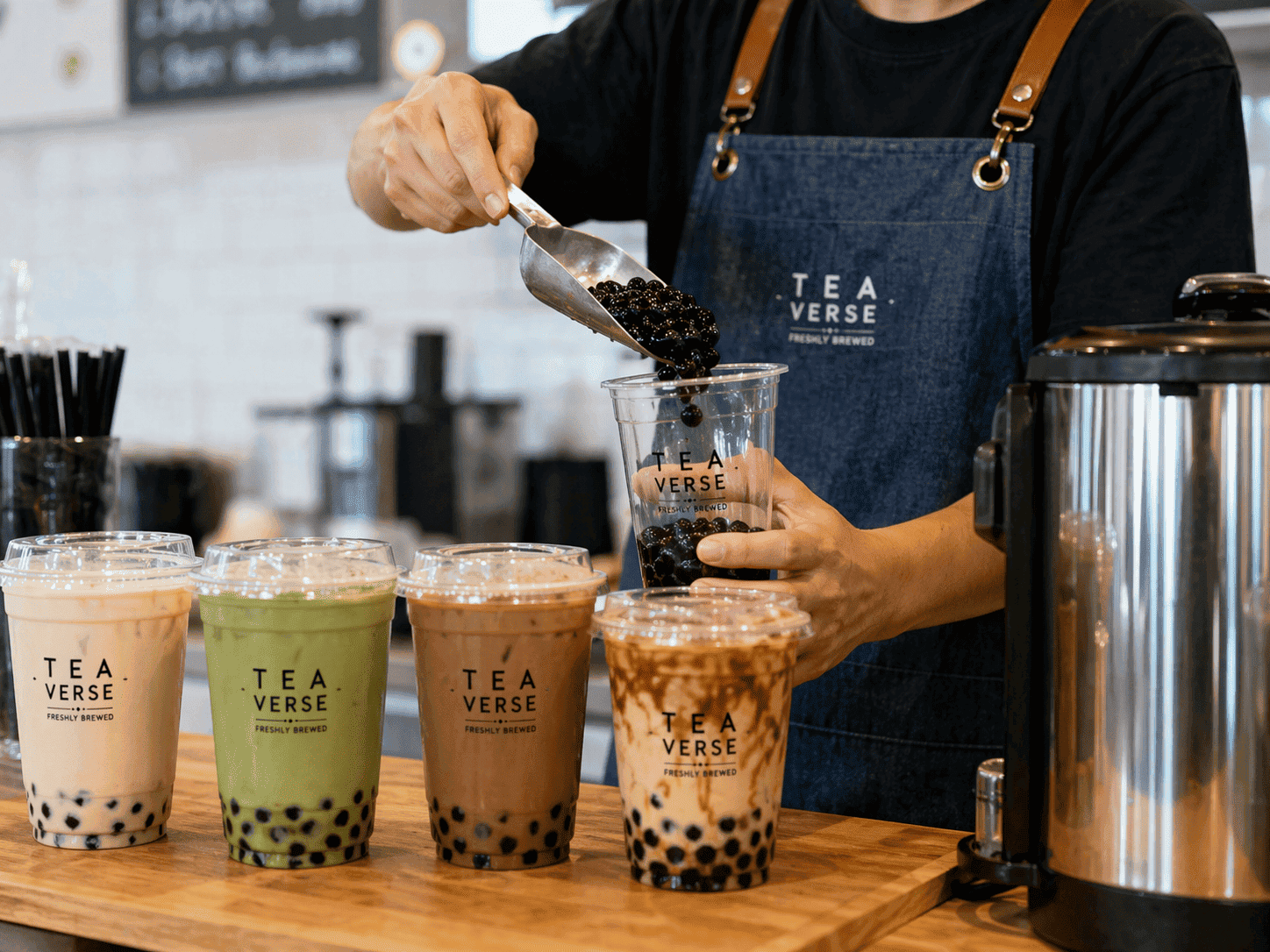 Matcha bubble tea drinks showing popular beverage application for milk tea chains and beverage brands