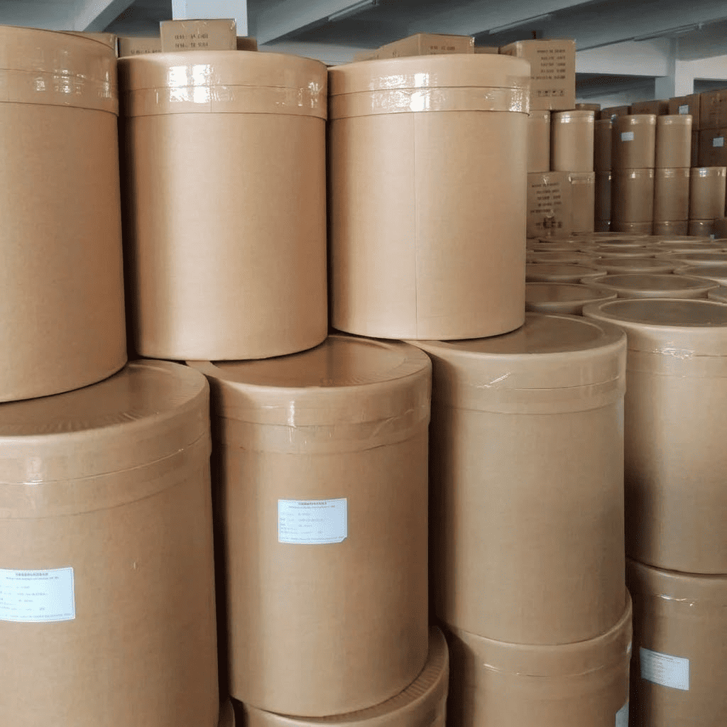 matcha powder stored in large drums for bulk supply and export