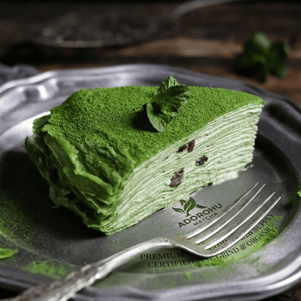 matcha cake dessert showing application of matcha powder in bakery products
