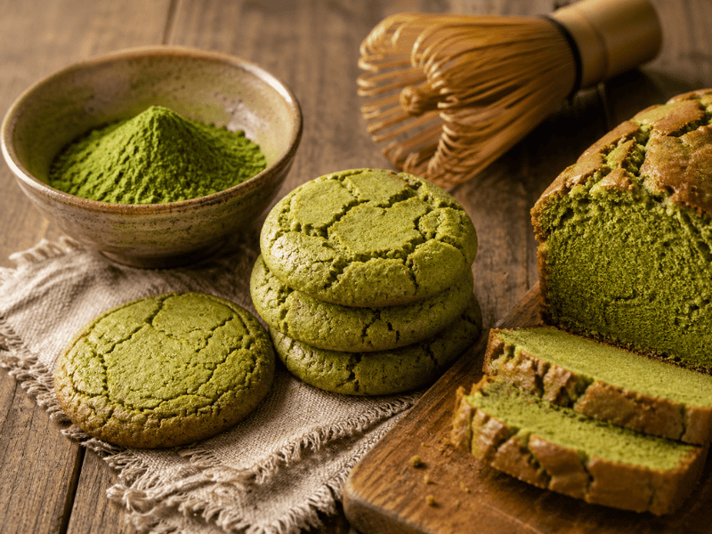 Matcha cookies showing baked product application for snack and dessert market
