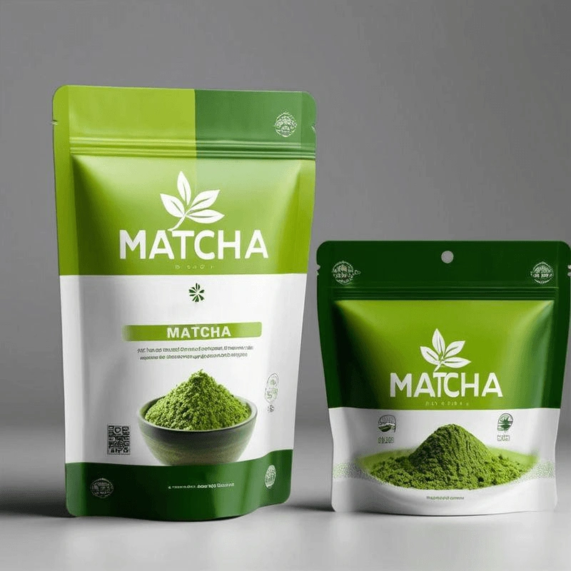 Matcha powder stand up pouch packaging for retail and private label supply