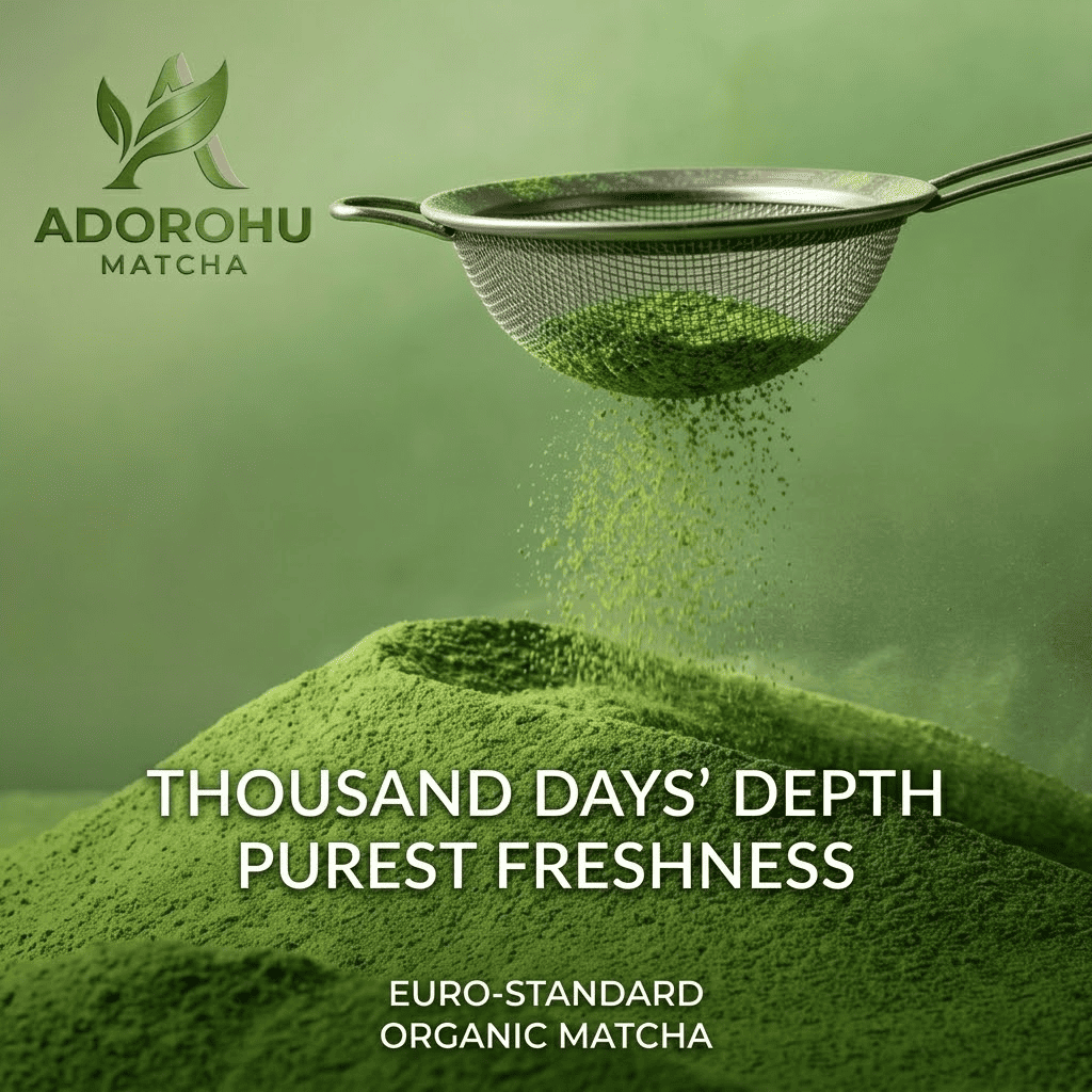premium organic matcha powder with fine texture and freshness concept visual