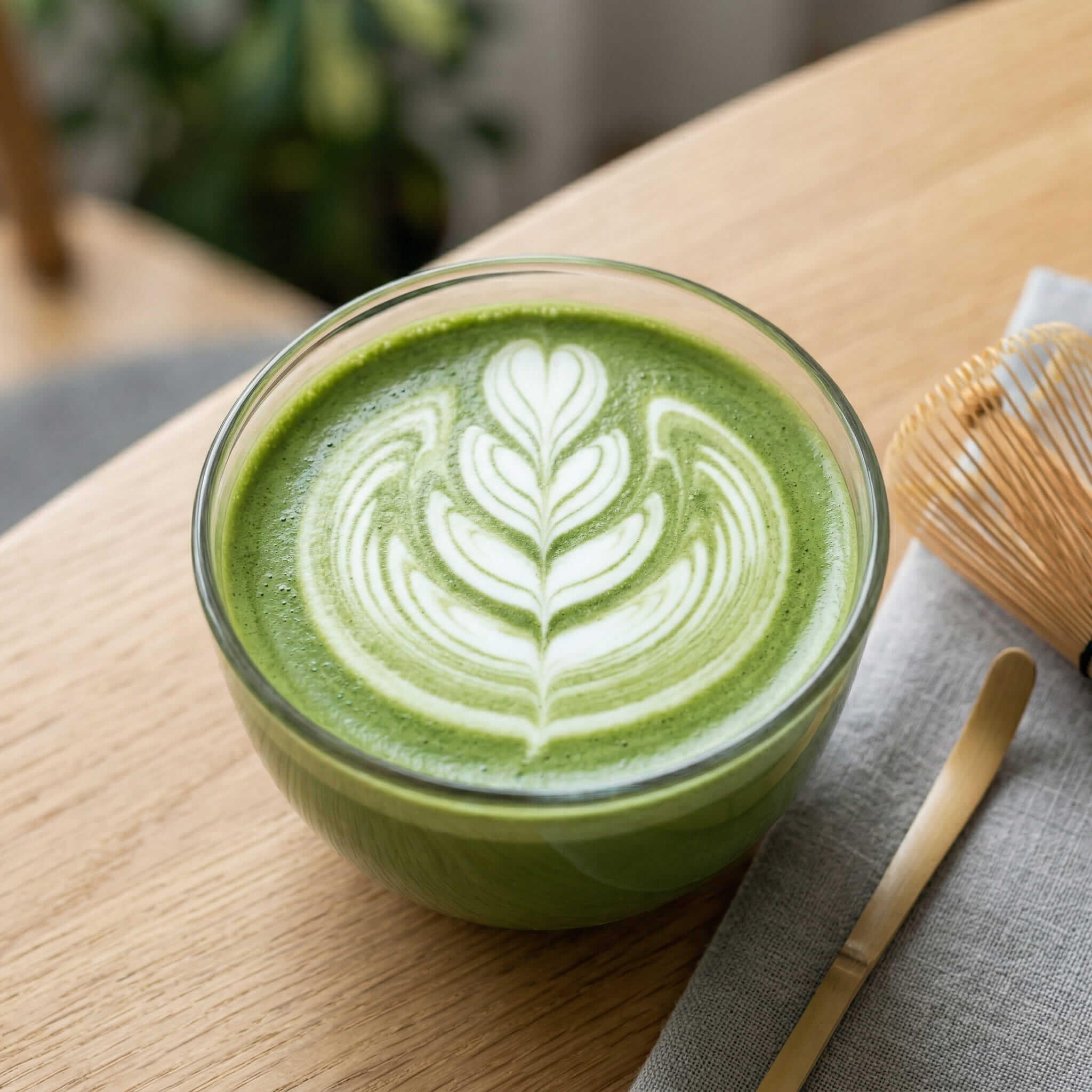 Matcha latte art showing premium beverage presentation for café applications