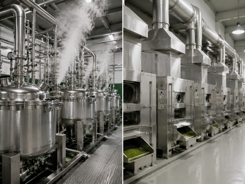 Industrial matcha powder production line — modern processing facility