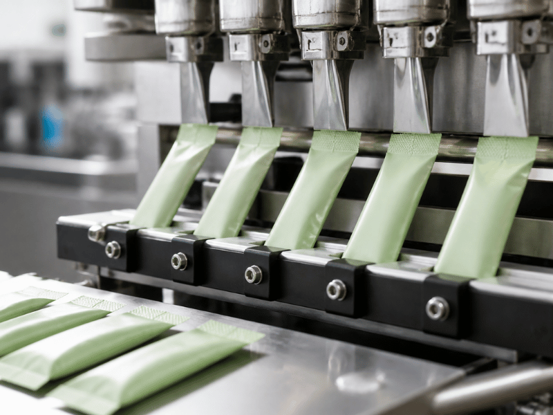 automatic sachet filling line for instant tea powder – clean industrial production