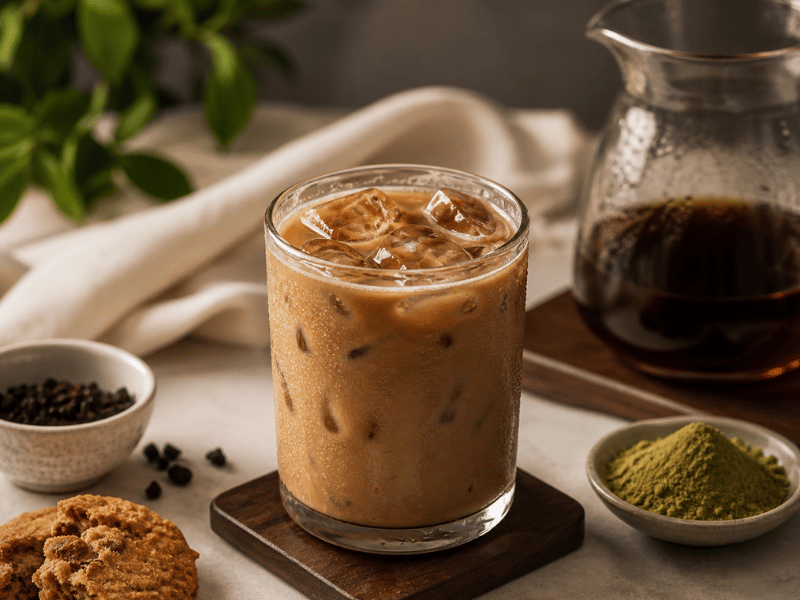 iced oolong milk tea drink cold beverage ready to serve
