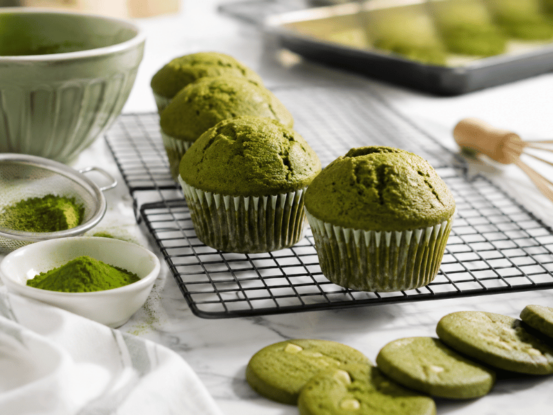 R&D lab team preparing matcha powders for prototype trials