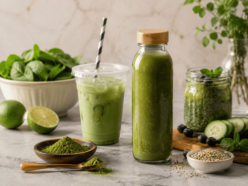 Matcha drinks and powders with fresh ingredients — custom recipe development