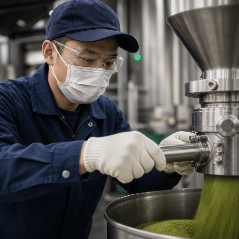 oolong tea powder production worker industrial mixing tea powder factory