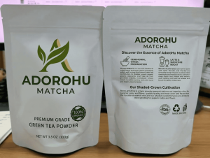 AdoroHu matcha powder stand up pouch packaging for bulk and private label