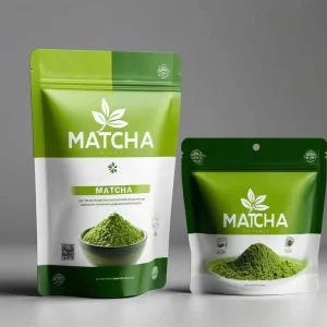Matcha powder stand up pouch packaging for retail and private label supply